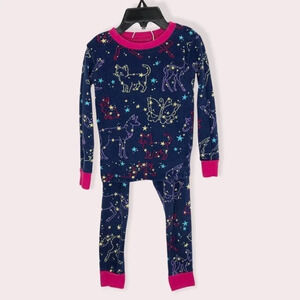 Hatley pajamas 2 piece long johns navy blue constellation night sky size 2 years